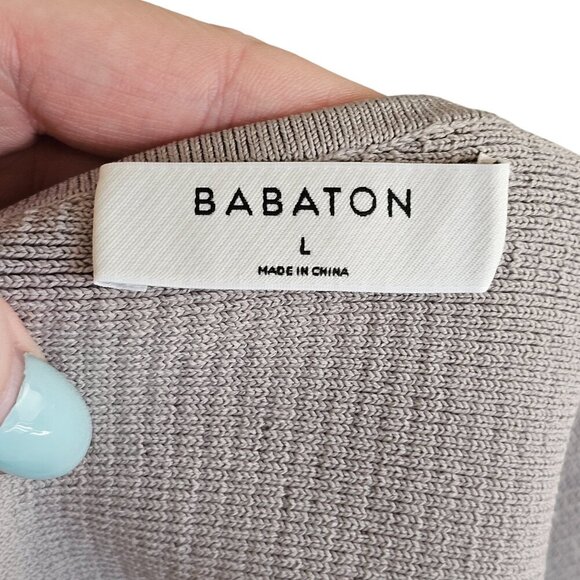 Babaton Grey One Shoulder Ribbed Sculpt Knit Cropped Top Sz L - Picture 6 of 9